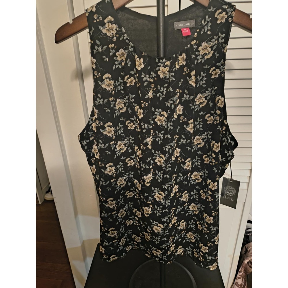 Vince Camuto High Neck Sleeveless Top Women's XL Rich Black NWT - Picture 5 of 14